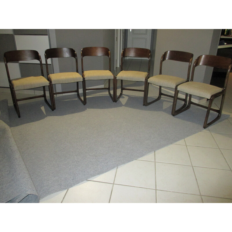 Suite of 6 vintage sled chairs by Baumann - 1970s