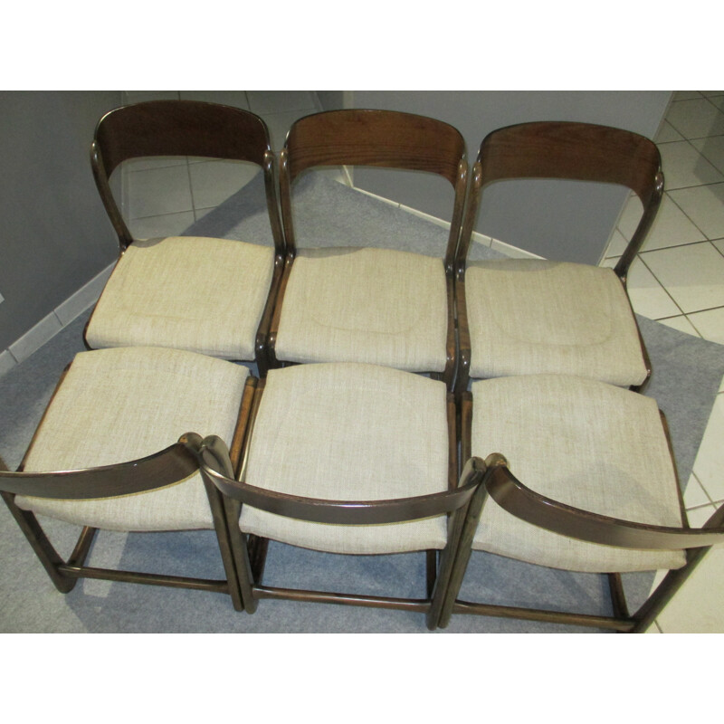 Suite of 6 vintage sled chairs by Baumann - 1970s