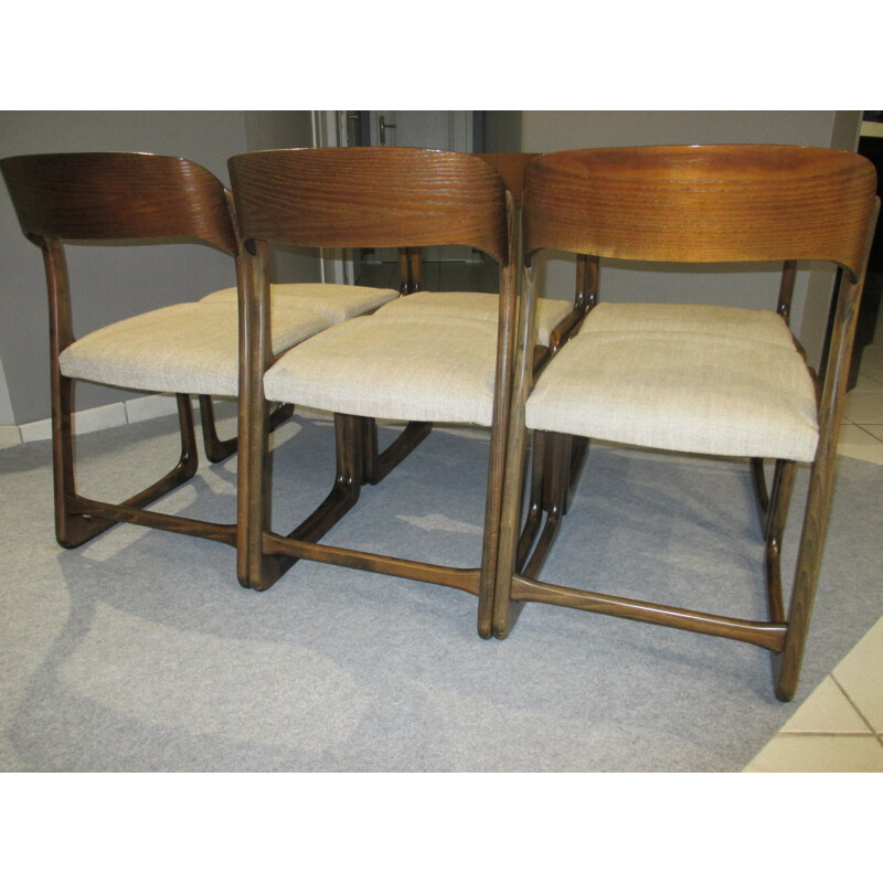 Suite of 6 vintage sled chairs by Baumann - 1970s