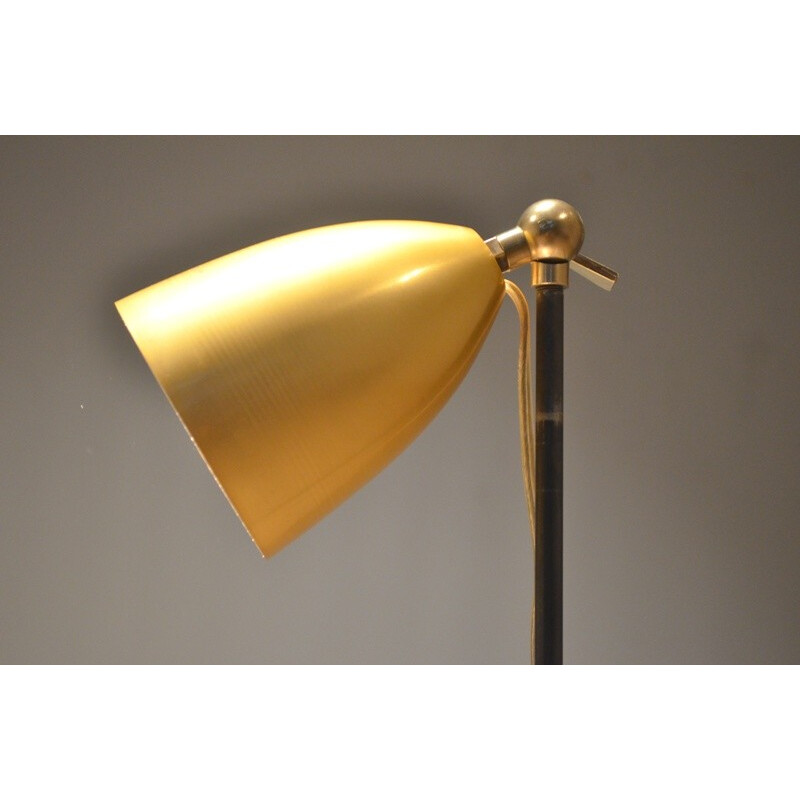 Lampe tripode en métal, aluminium et laiton - 1950