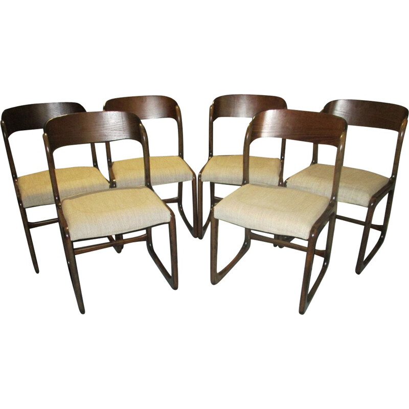 Suite of 6 vintage sled chairs by Baumann - 1970s