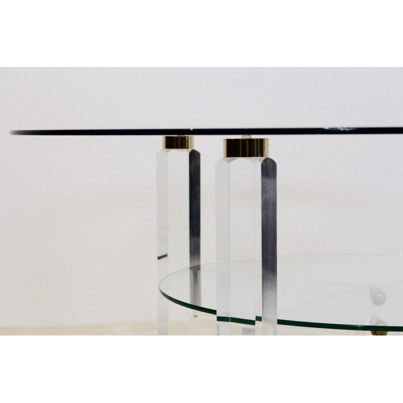 Vintage brass and glass coffee table, Belgium 1970