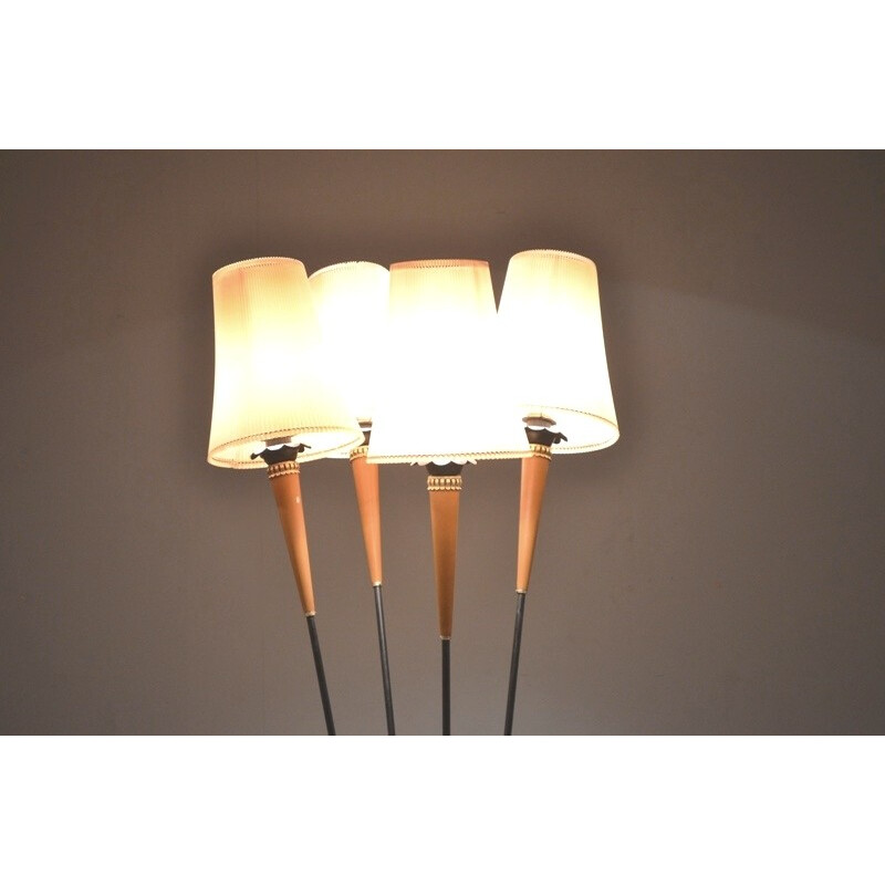 Italian floor lamp in wood, metal and plastic - 1950s