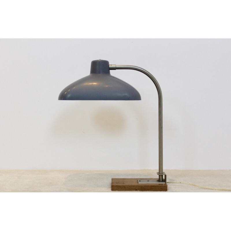 Vintage "Premium XL" desk Lamp in steel, bakelite and oak-wood - 1950s