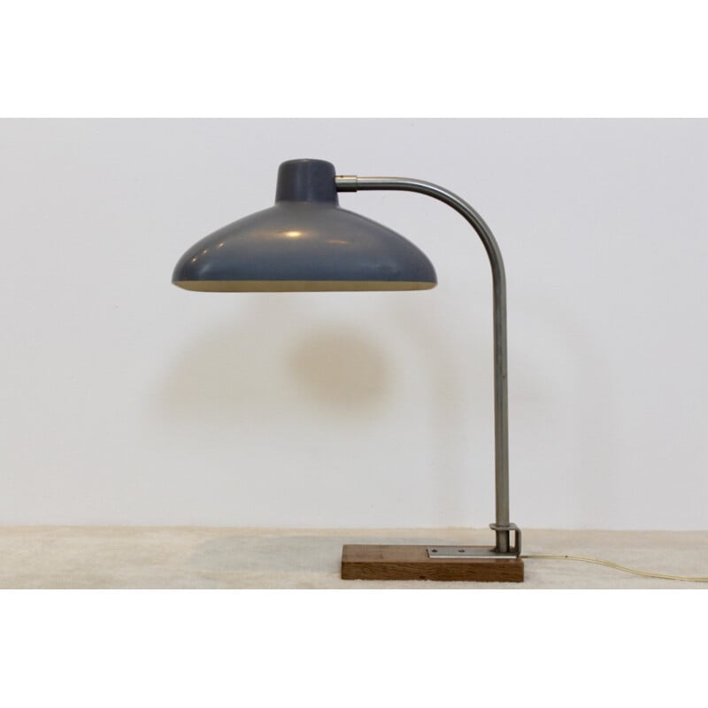 Vintage "Premium XL" desk Lamp in steel, bakelite and oak-wood - 1950s