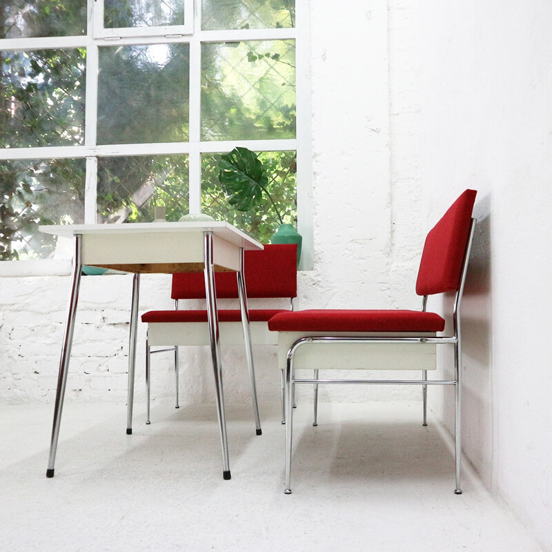 Vintage chromed base bench - 1950s