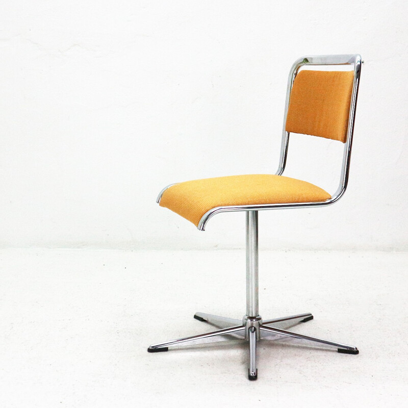 Vintage chromed base swivel desk chair - 1970s