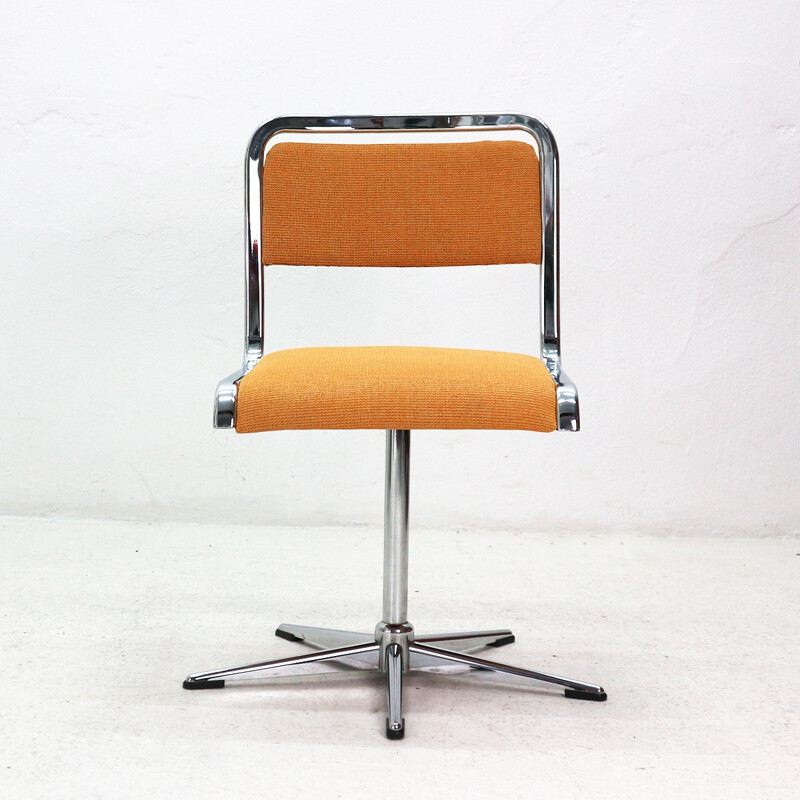 Vintage chromed base swivel desk chair - 1970s