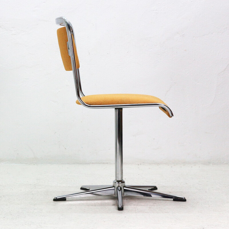 Chaise de bureau vintage pivotante avec base chromée, rembourrée - 1970