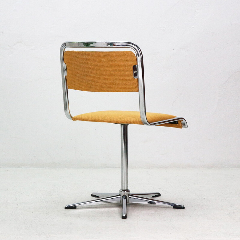 Vintage chromed base swivel desk chair - 1970s