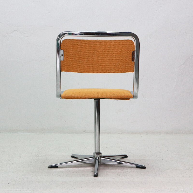 Vintage chromed base swivel desk chair - 1970s