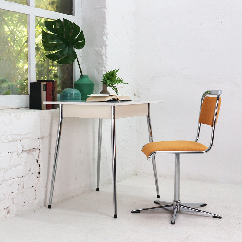 Vintage chromed base swivel desk chair - 1970s