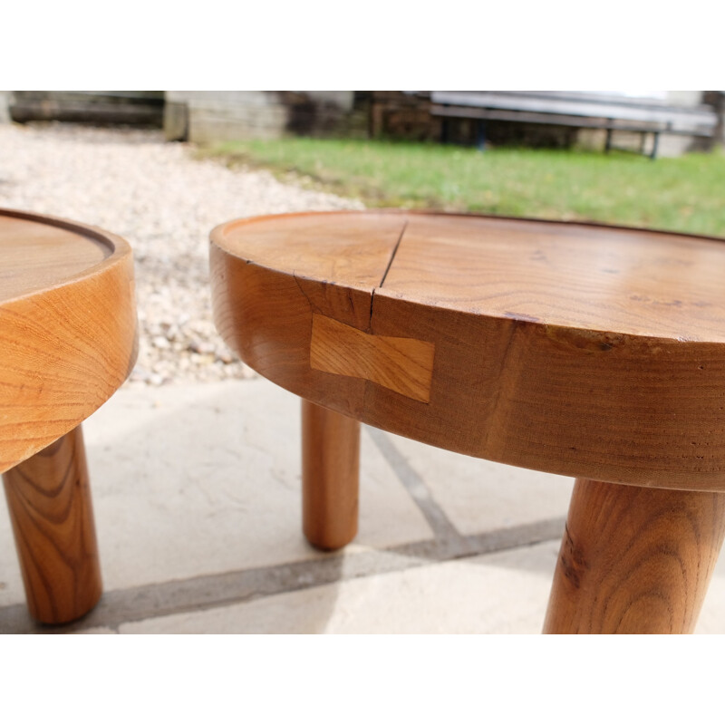 Set of 2 vintage stools in elm - 1950s