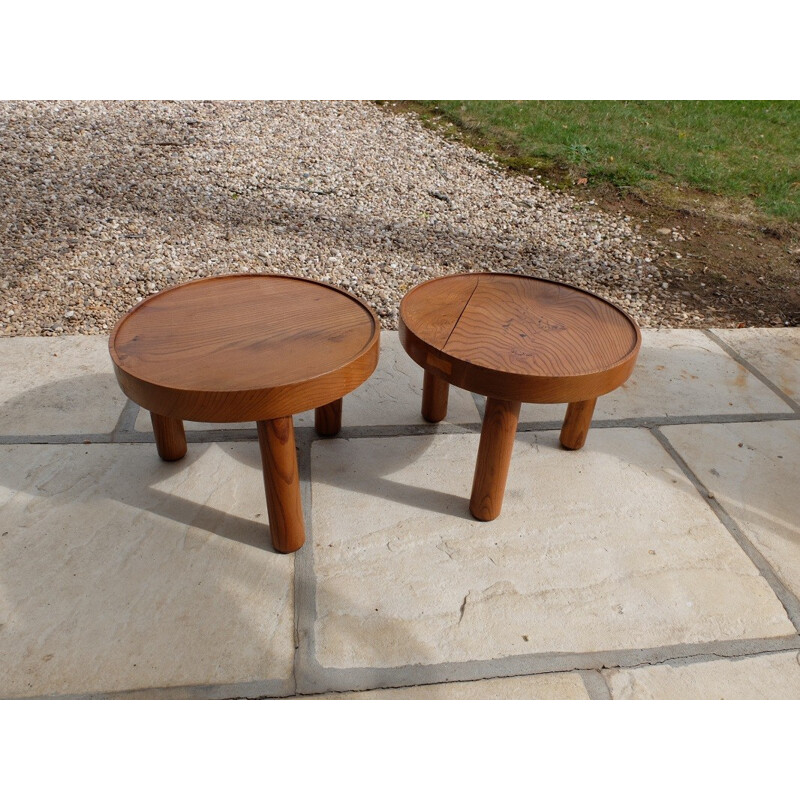 Set of 2 vintage stools in elm - 1950s