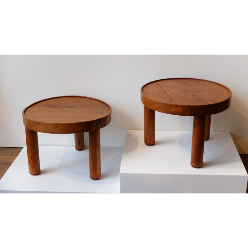 Set of 2 vintage stools in elm - 1950s