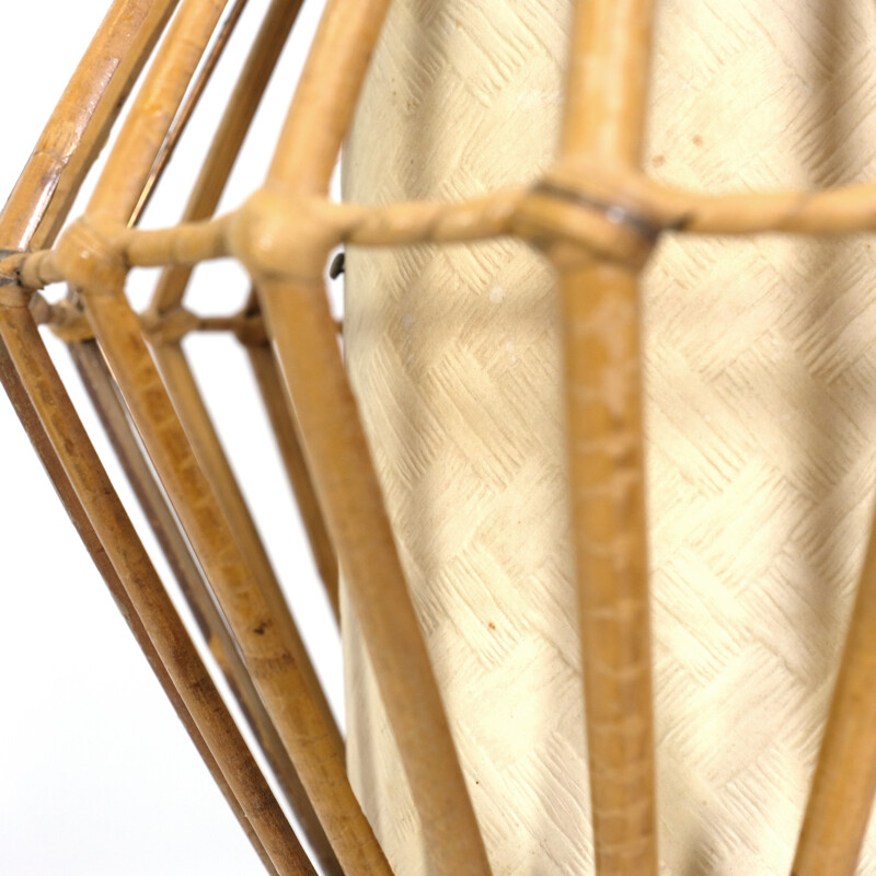 Vintage french pendant lamp in rattan - 1960s