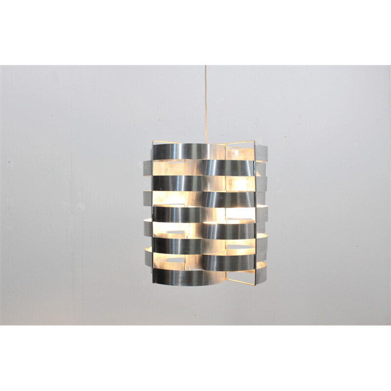 Vintage aluminum pendant lamp by Max Sauze - 1970s