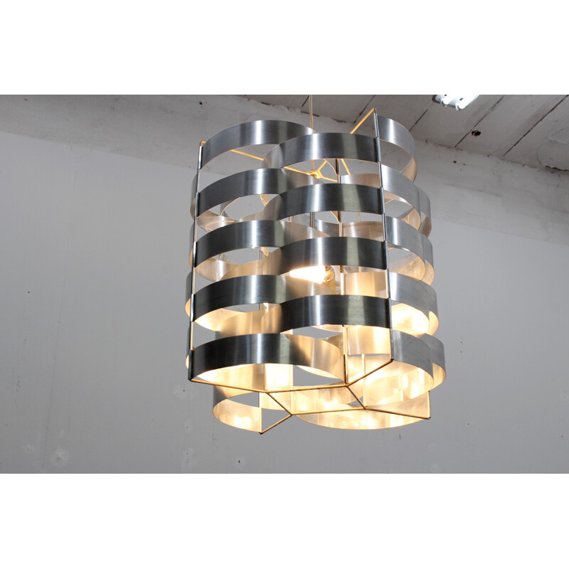 Vintage aluminum pendant lamp by Max Sauze - 1970s