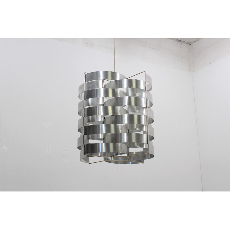 Vintage aluminum pendant lamp by Max Sauze - 1970s