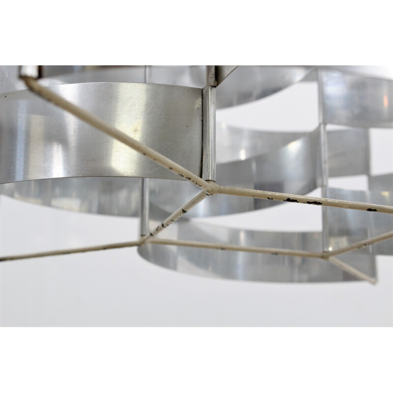 Lustre vintage en aluminium de Max Sauze - 1970