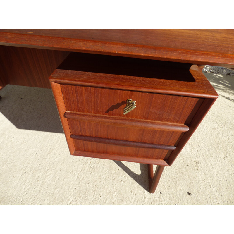 Vintage scandinavian desk in teak with compass legs - 1960s