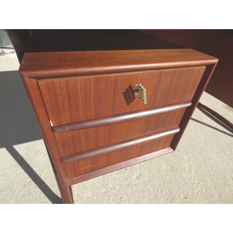 Vintage scandinavian desk in teak with compass legs - 1960s