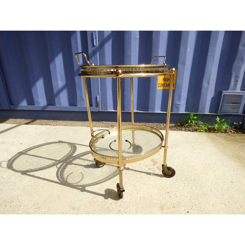 Vintage golden rolling trolley - 1960s