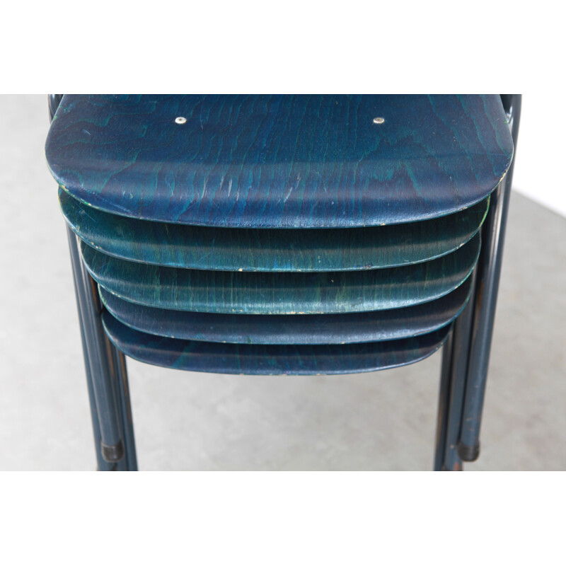 Vintage Dutch blue oil chair - 1960s