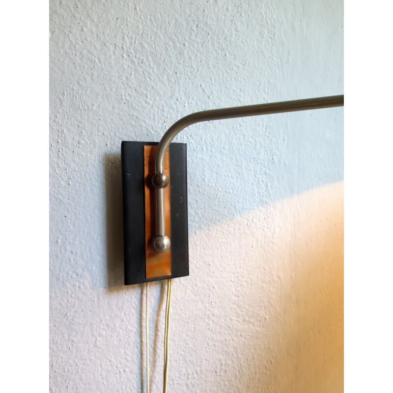 Vintage wall lamp in black coppered metal - 1950s