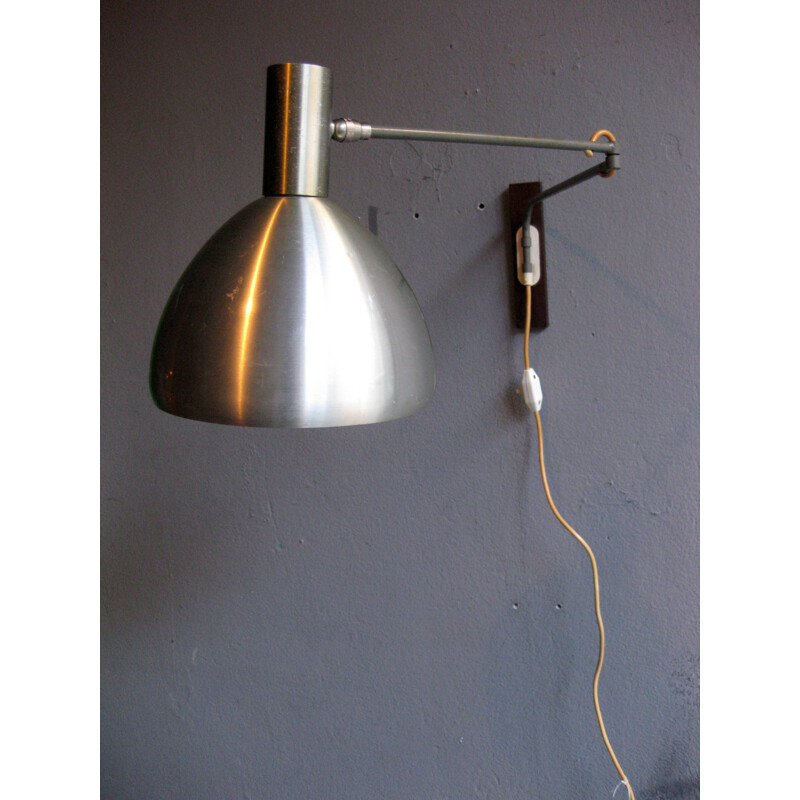 Vintage adjustable wall lamp in aluminium - 1960s
