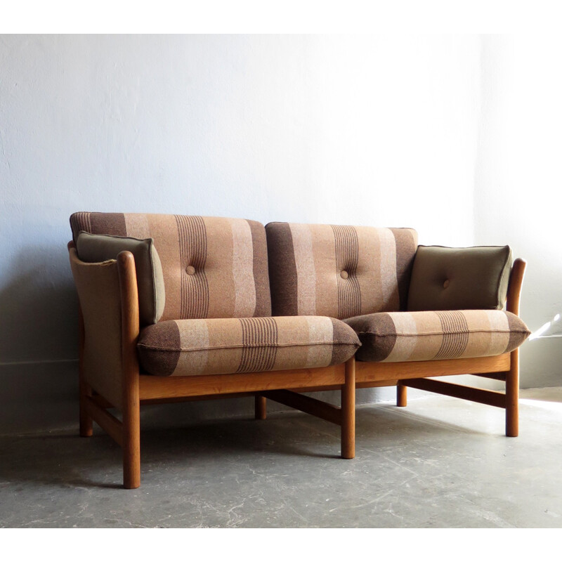 Vintage 2 seats sofa in oak by Arne Norel - 1960s