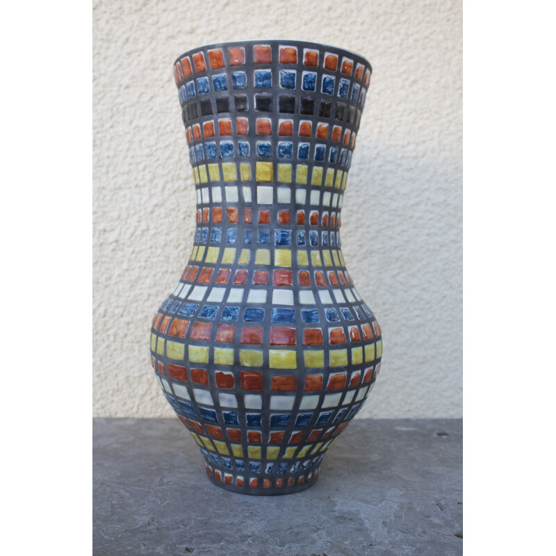 Large vase in glazed ceramic, CAPRON - 1950s