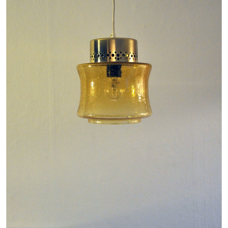 Vintage danish brass and glass pendant - 1970s