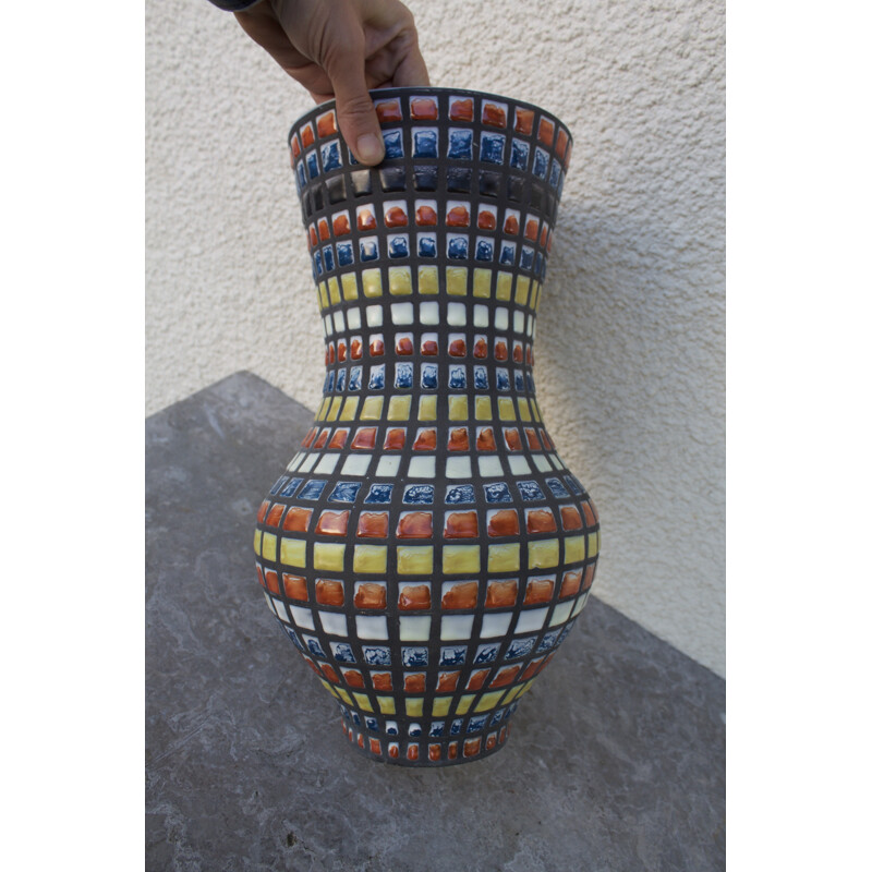 Large vase in glazed ceramic, CAPRON - 1950s