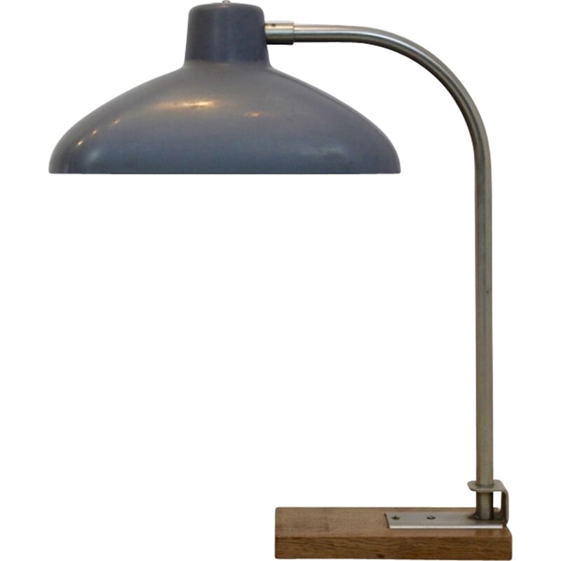 Vintage "Premium XL" desk Lamp in steel, bakelite and oak-wood - 1950s