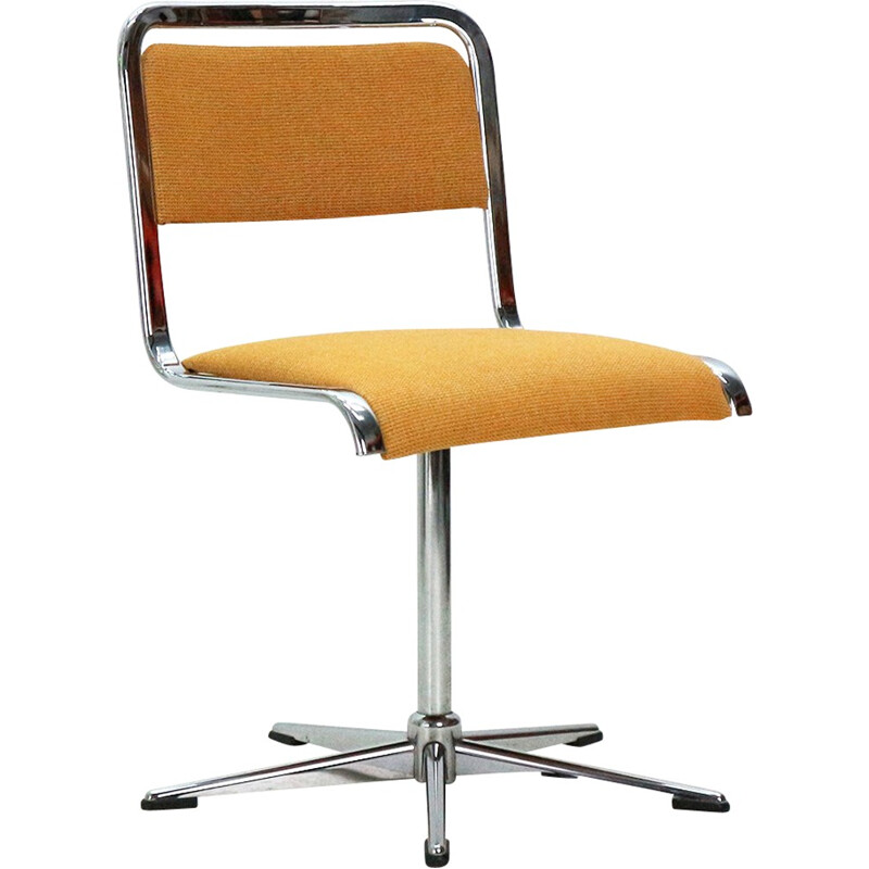 Vintage chromed base swivel desk chair - 1970s