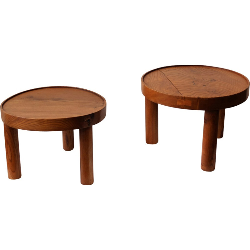 Set of 2 vintage stools in elm - 1950s