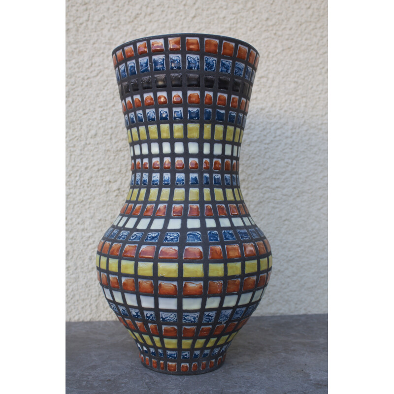Grand vase en céramique émaillée, CAPRON - 1950