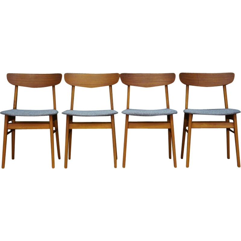 Set of 4 Danish Teak vintage Chair - 1970s