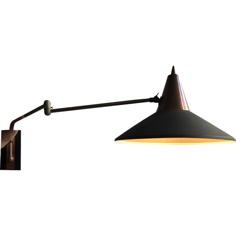 Vintage wall lamp in black coppered metal - 1950s