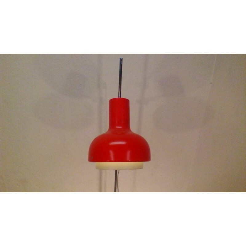 Vintage red and metal floor lamp by Hůrka, 1960