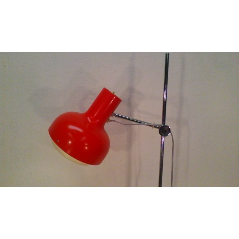 Vintage red and metal floor lamp by Hůrka, 1960