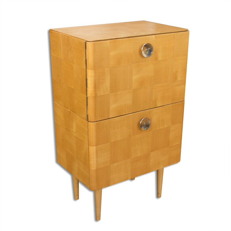 Vintage Commode with checkerboard by Jindřich Halabala - 1950s