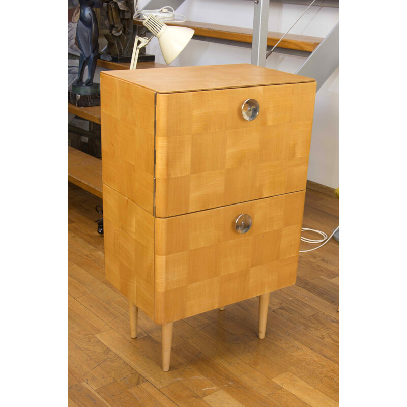 Vintage Commode with checkerboard by Jindřich Halabala - 1950s