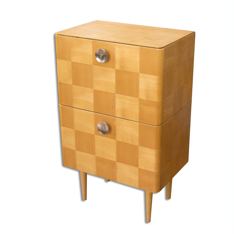 Vintage Commode with checkerboard by Jindřich Halabala - 1950s