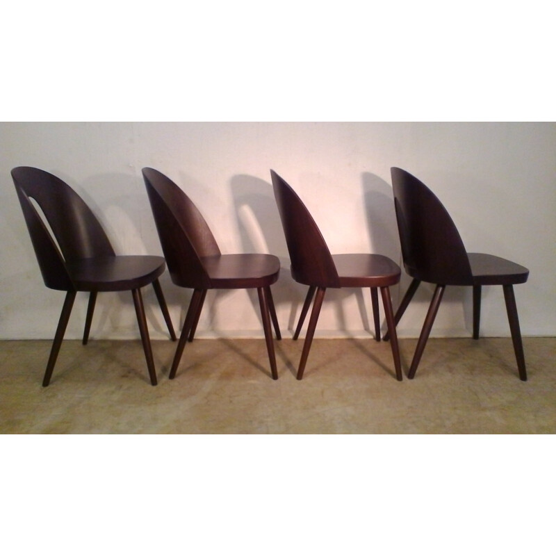 Suite de 4 chaises en hêtre par Antonín Šuman - 1960