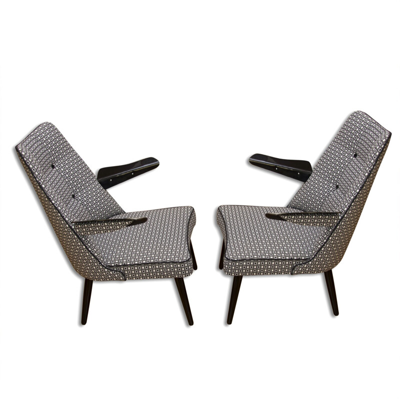 Pair of grey vintage lounge chairs, Czechoslovakia 1960