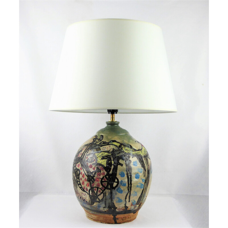 Vintage ceramic lamp by Thierry Basile - 1990s