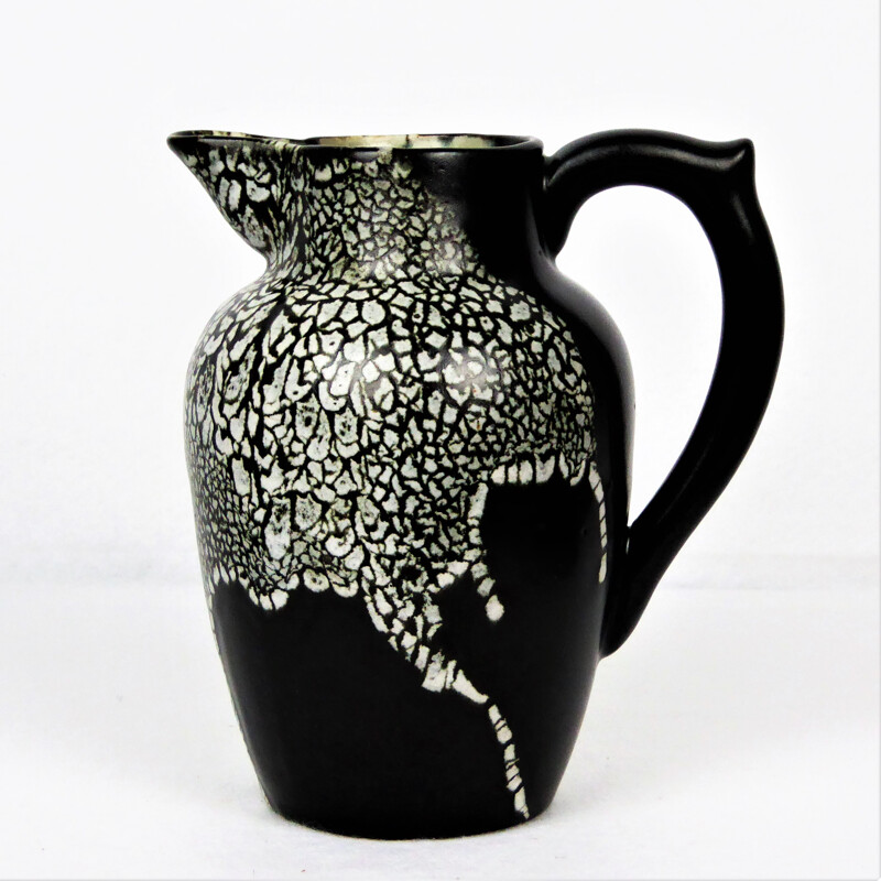 Black and white vase by Léon Pointu ceramic - 1930s