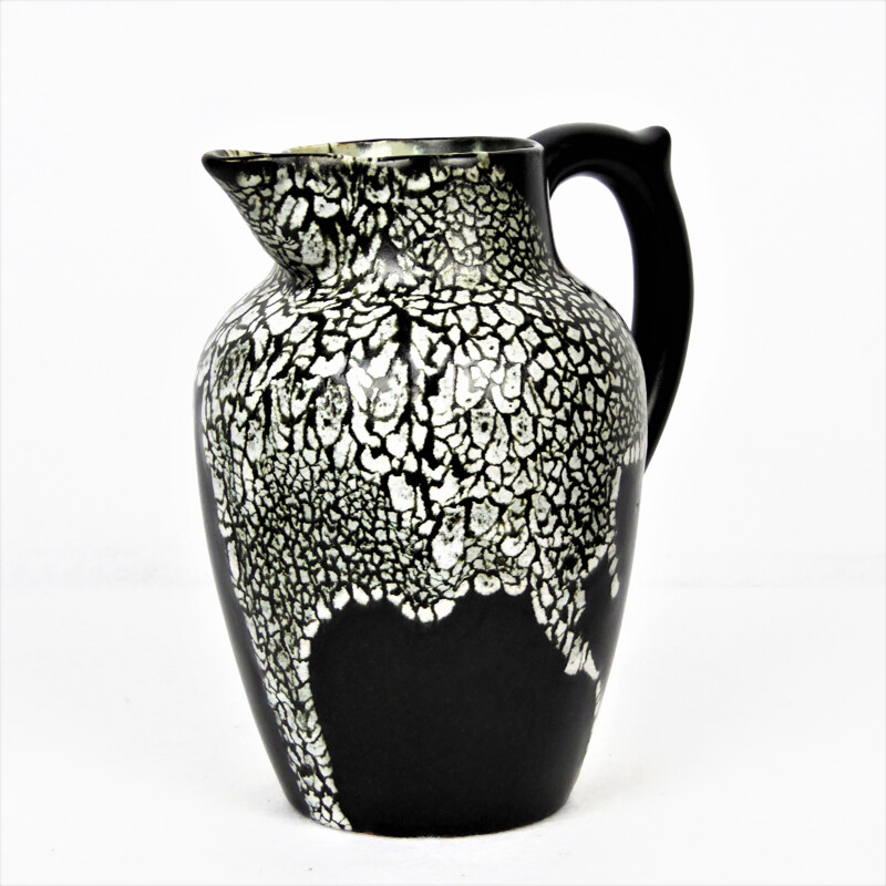 Black and white vase by Léon Pointu ceramic - 1930s